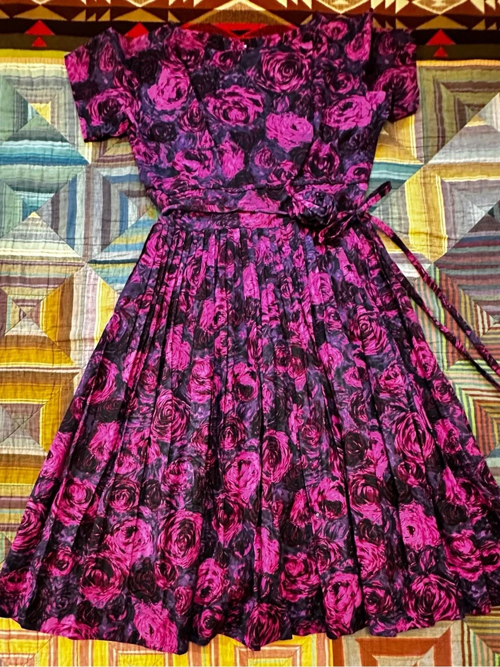 Vintage Mode O' Day Midi Dress with Tie Waist